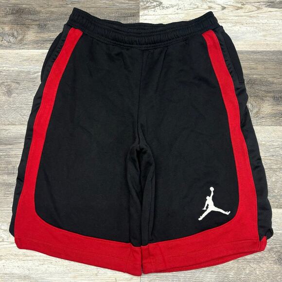 Air Jordan Jumpman Logo Black Red Boys XL Athletic Pull On Basketball Shorts EUC - Picture 1 of 11